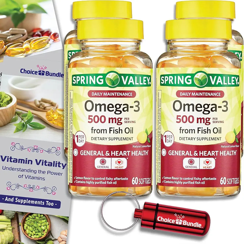 Fish Oil Omega 3 Supplement Lemon Softgels 500 mg 60 Ct 4 pk K11606