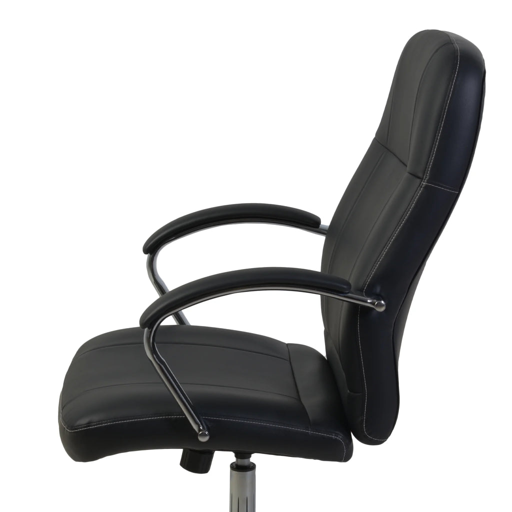 Black Leatherette Executive Office Chair with Arms H345447