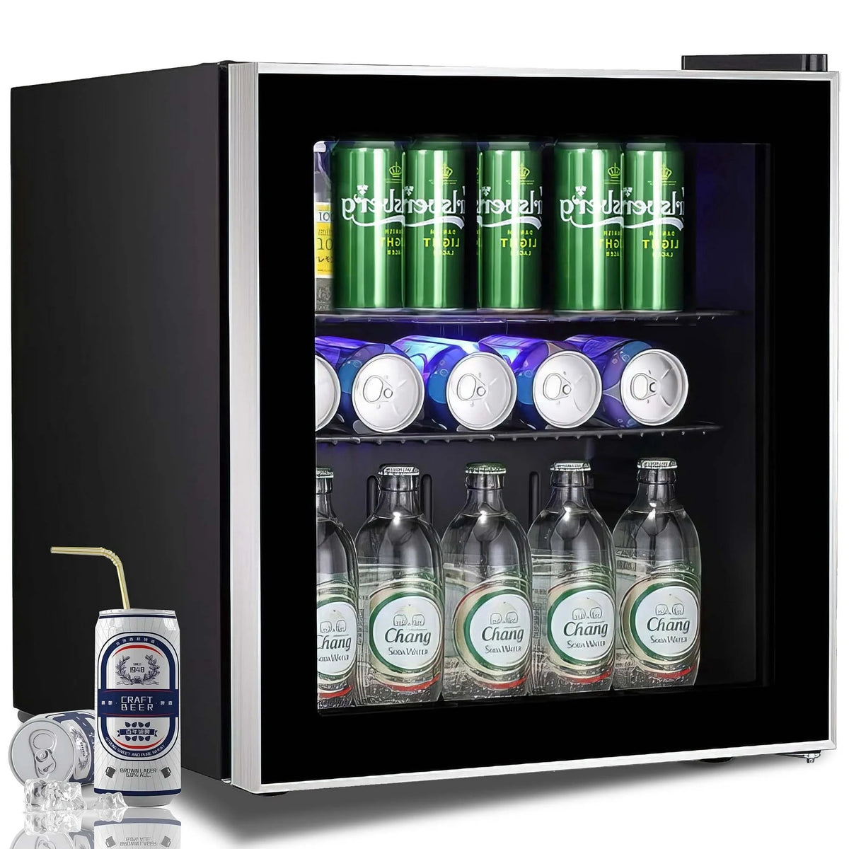 1.6cu.ft Wine Cooler Cabinet Beverage Mini Fridge Black Y43152