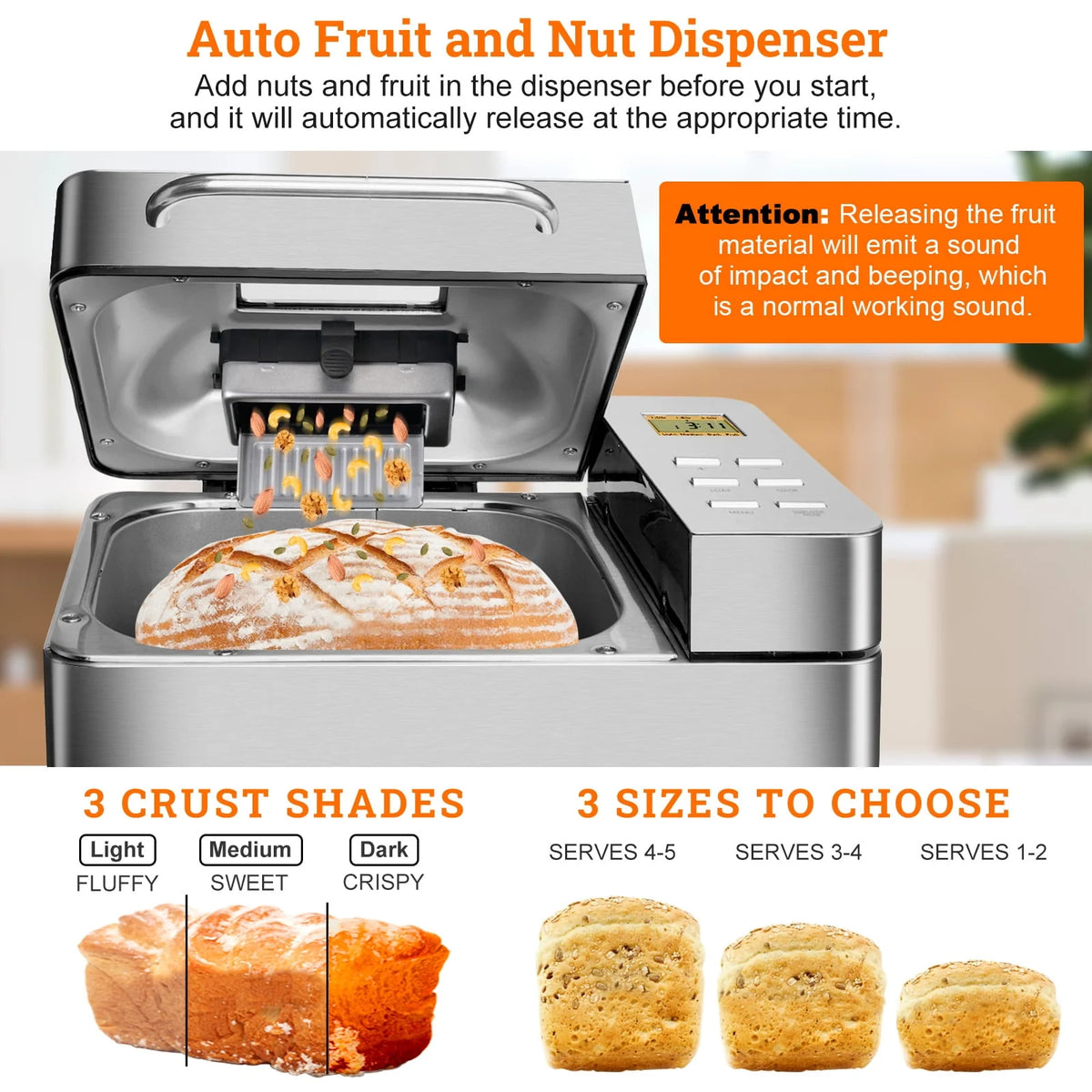 2LB Automatic Stainless Steel Bread Maker T535606