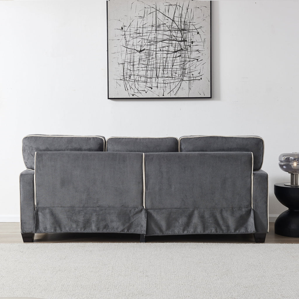 Dark Grey Corduroy Sofa with Storage W50894