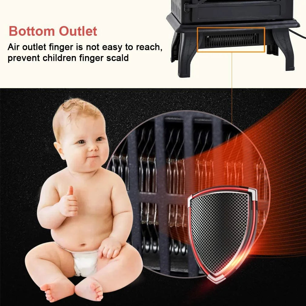 20" Electric Fireplace Heater Portable 1400W Black L485