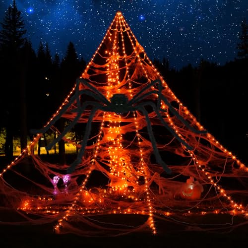 250 LED Purple Spider Web Lights with 8 Modes T494937