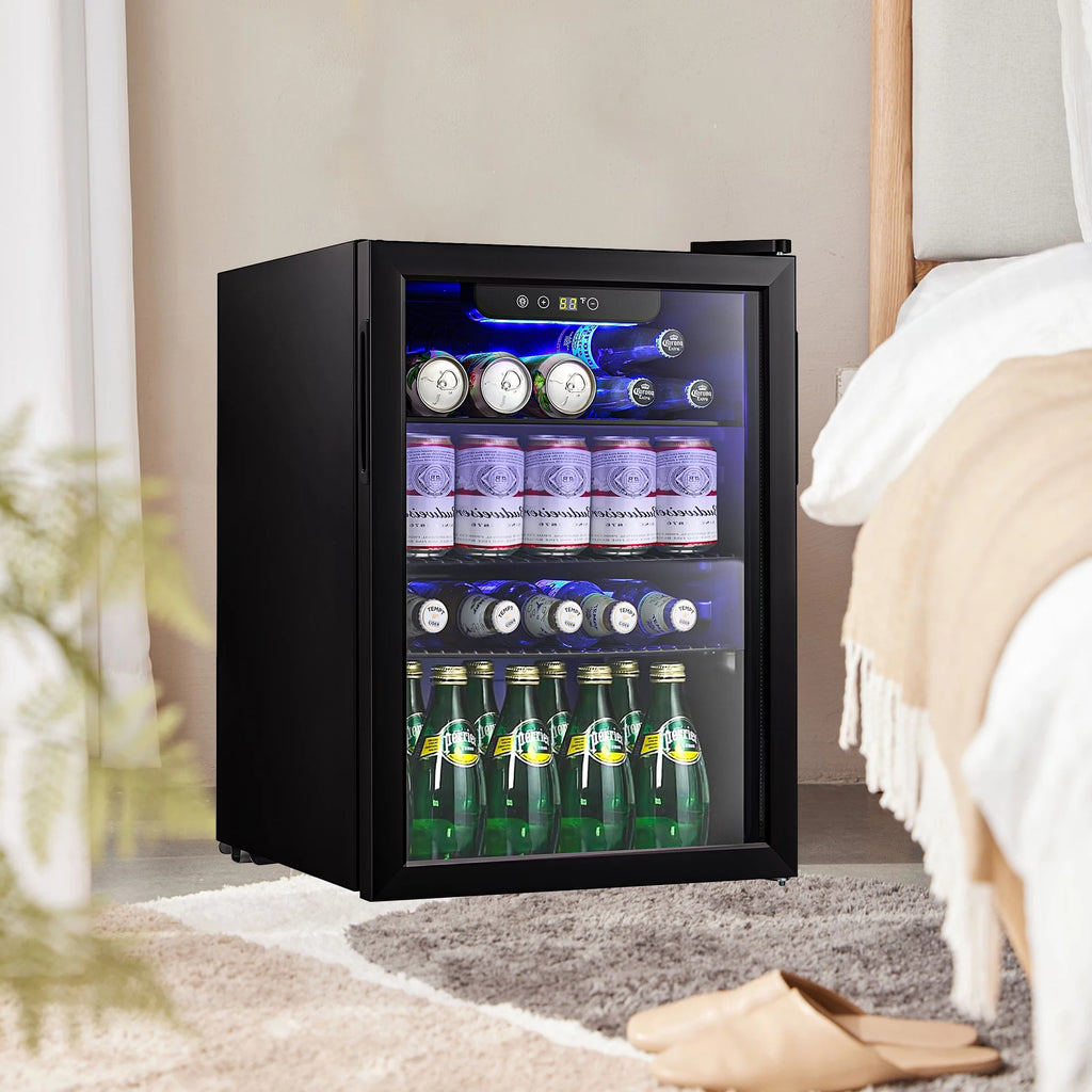1.6cu.ft Wine Cooler Cabinet Beverage Mini Fridge Black Y43152
