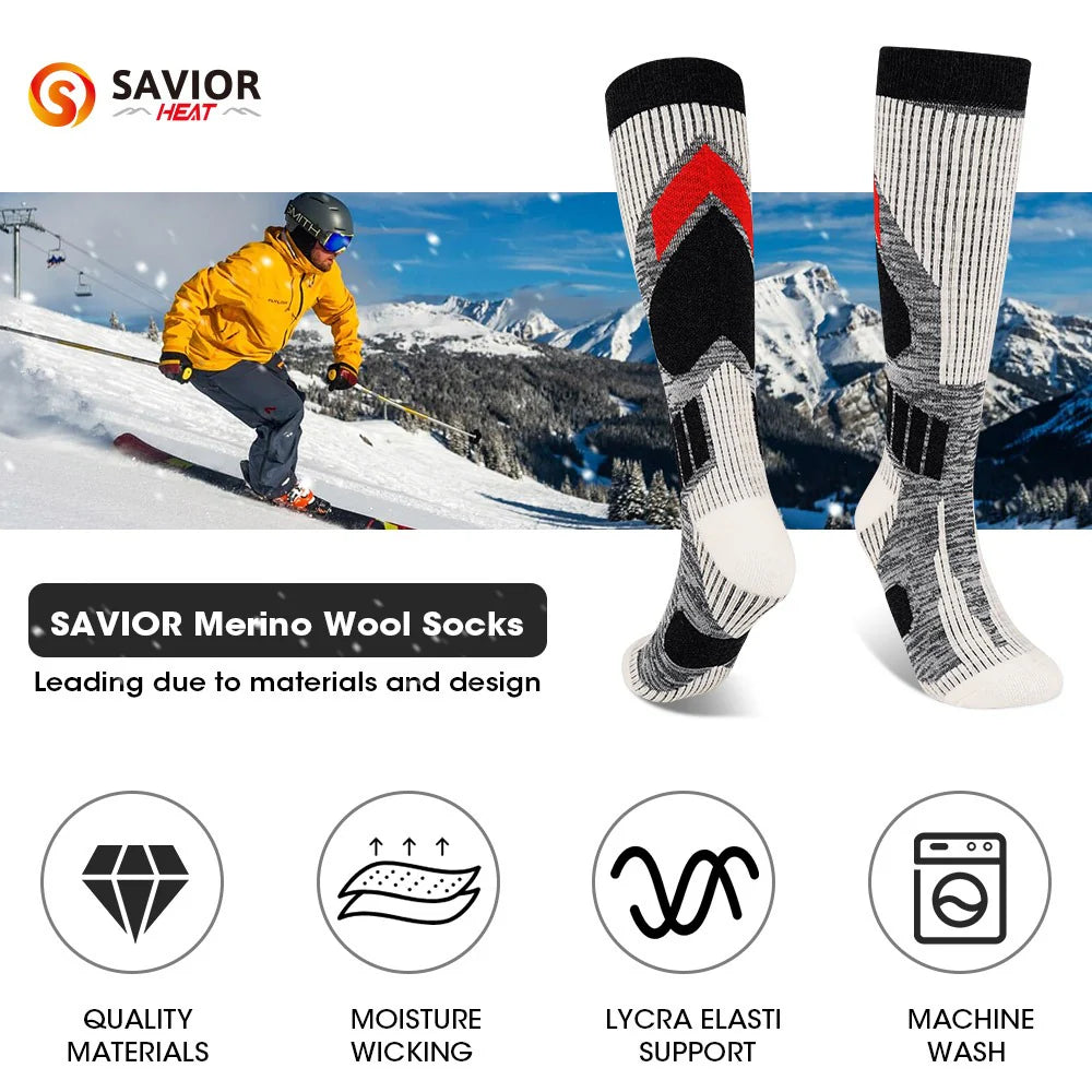 1 Pair Non-slip Wool Ski Socks Q620829