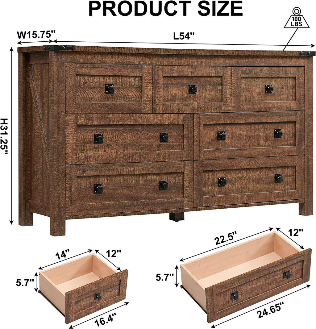 Wood 7 Drawers Dresser Storage Cabinet M970948