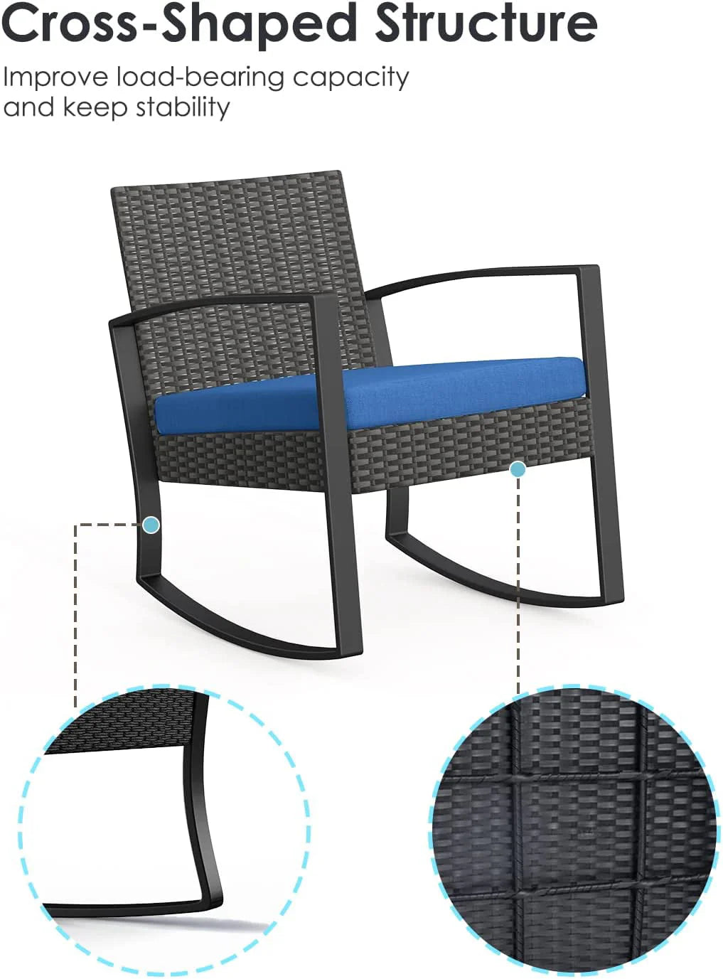 3-Piece Patio Wicker Chairs Set with Glass Coffee Table J63854