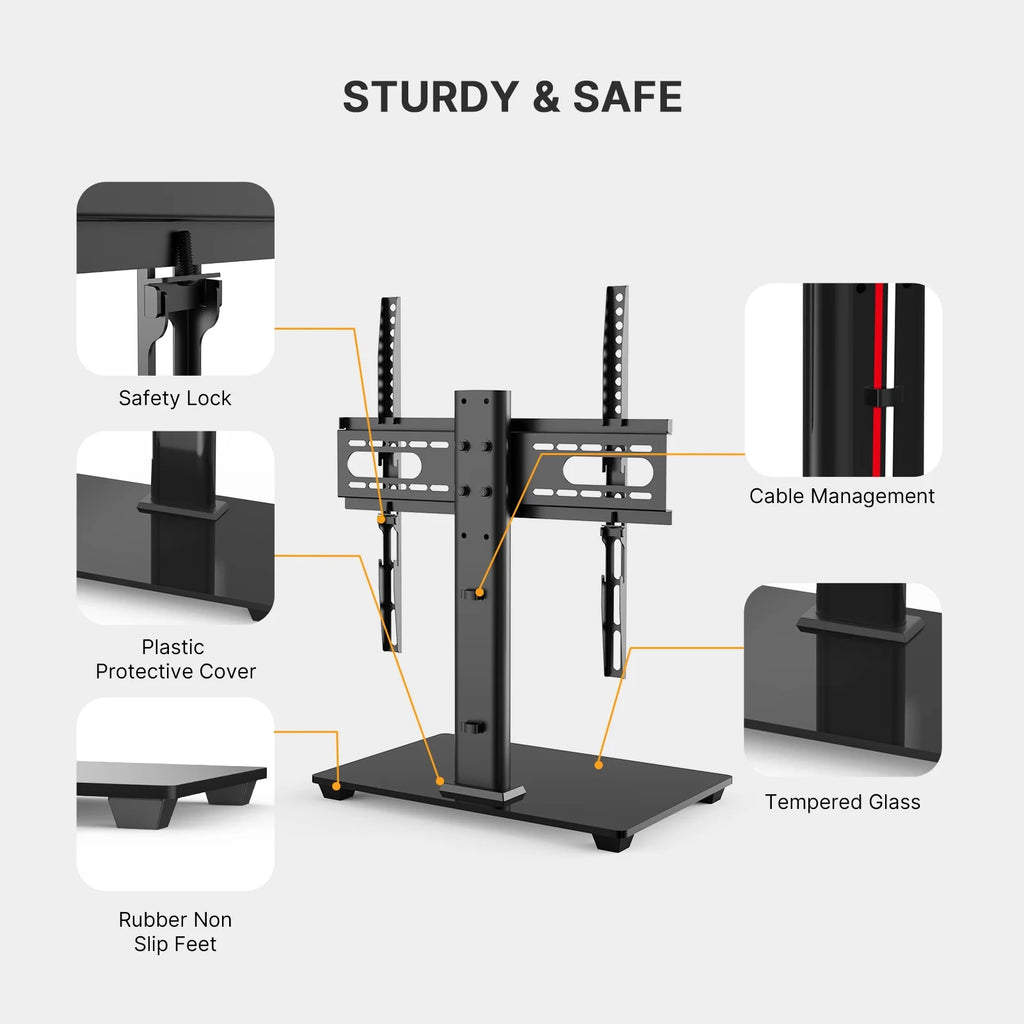 Universal TV Stand for 32-52 inch TVs with Tempered Glass Base B880054