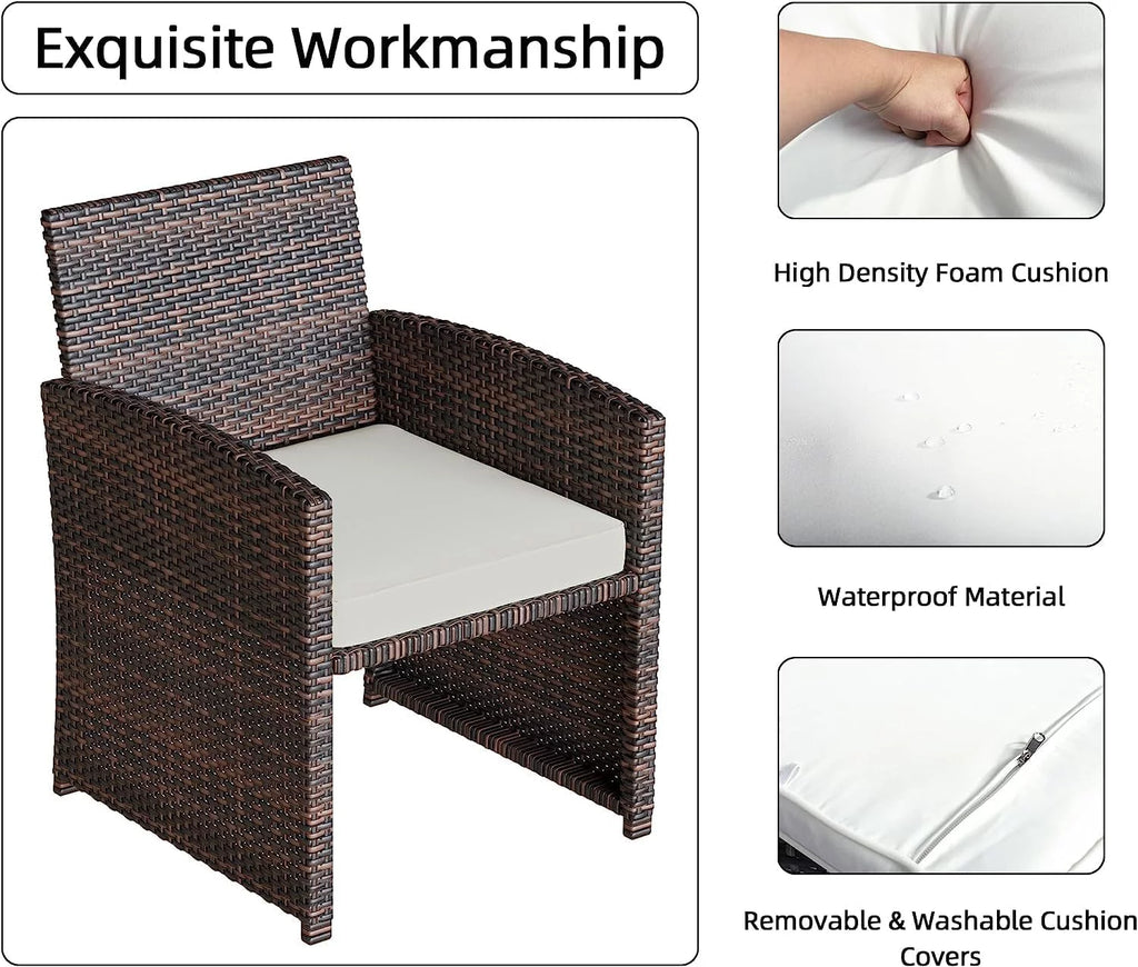 5 Piece PE Wicker Patio Conversation Set with Cushions W72658
