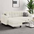 76 Inch L Shaped Corduroy Convertible Sectional Sofa with Reversible Storage Ottoman G365739