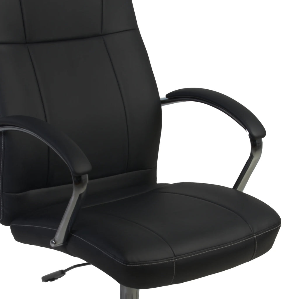 Black Leatherette Executive Office Chair with Arms H345447