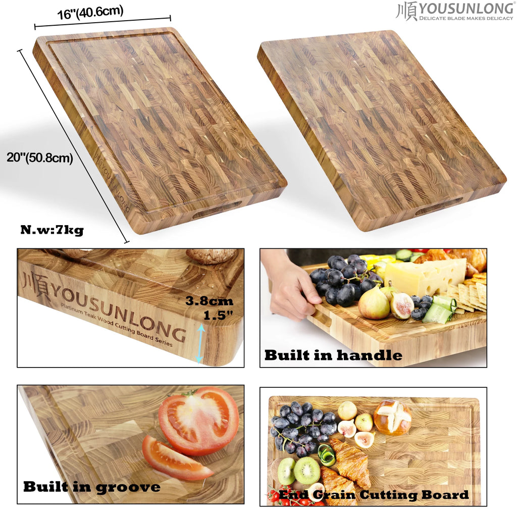 20x16 inch 1.5" Thick Teakwood Cutting Board Y483
