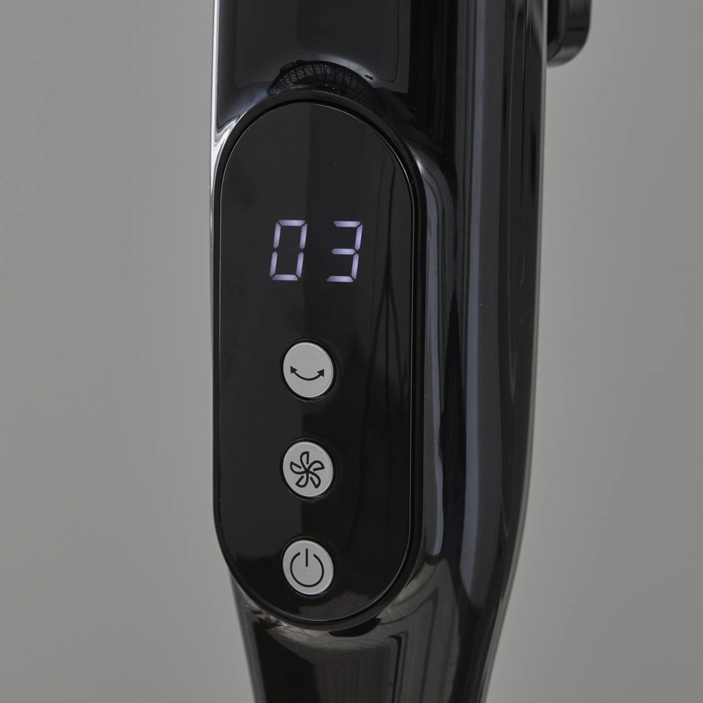 Black 12-Speed Pedestal Fan with Remote Y240