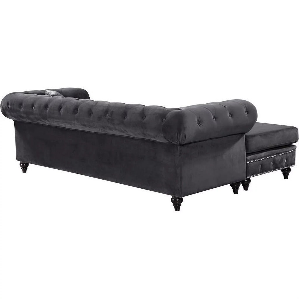 Gray Velvet Reversible Sectional C47129