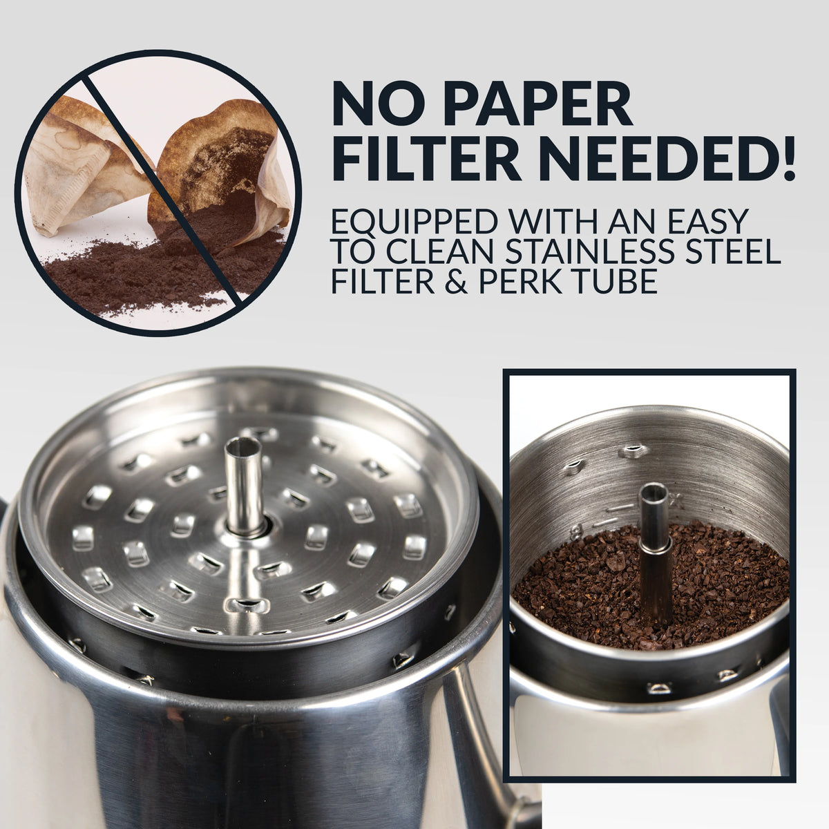 10-Cup Stainless Steel Coffee Percolator U1745