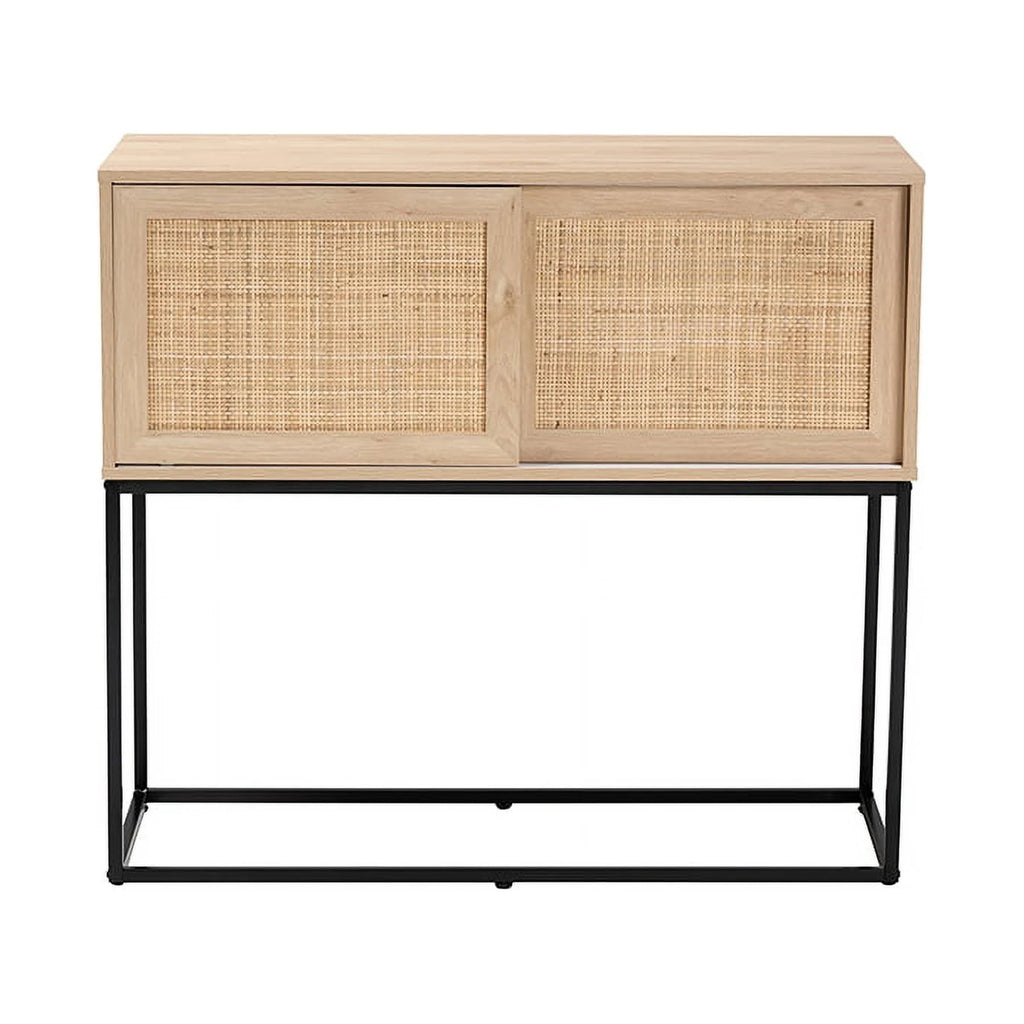 Natural Brown Wood and Rattan Sideboard Buffet Y792