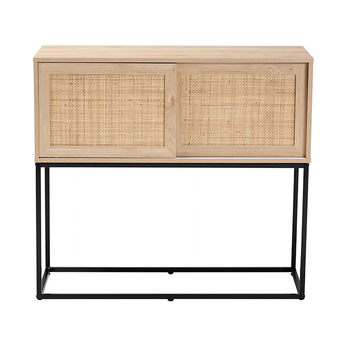 Natural Brown Wood and Rattan Sideboard Buffet Y792