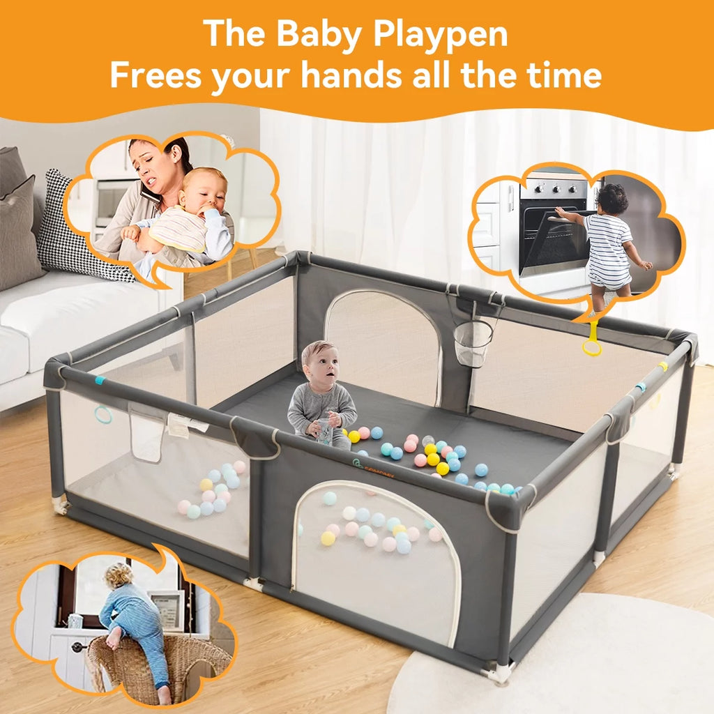 Large Gray Baby Playpen S344462