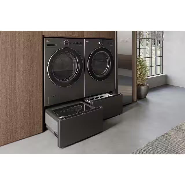 27 in. Black Steel Laundry Pedestal with Storage Drawer H3242