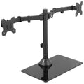 Black Dual Monitor Stand Adjustable Mount with Glass Base for Two Screens Up to 27 inch V8893