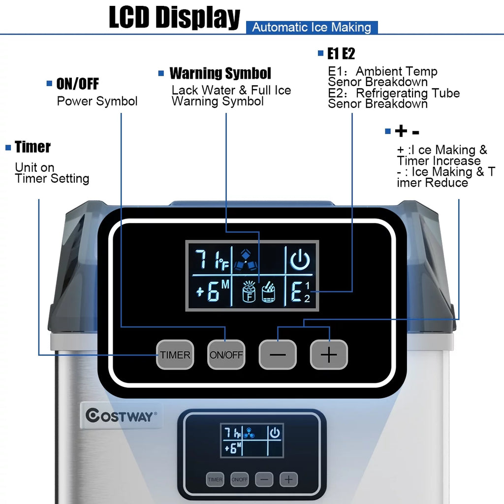 Stainless Steel Countertop Ice Maker Machine B87320