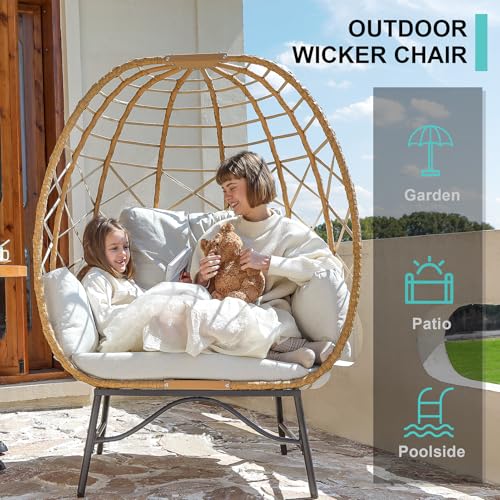 Oversized Wicker Egg Chair with Cushion S41546