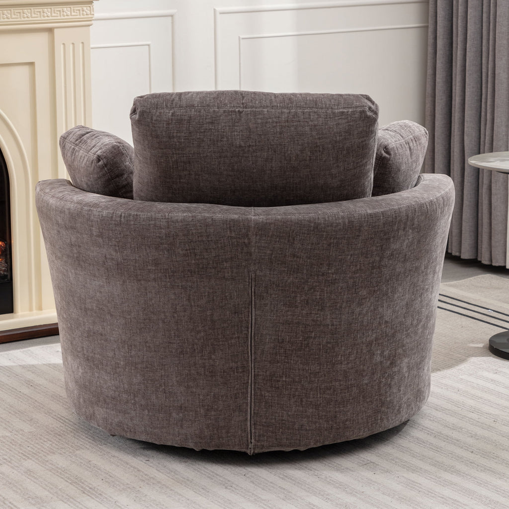 Oversized Round Swivel Accent Chair with 3 Pillows C471
