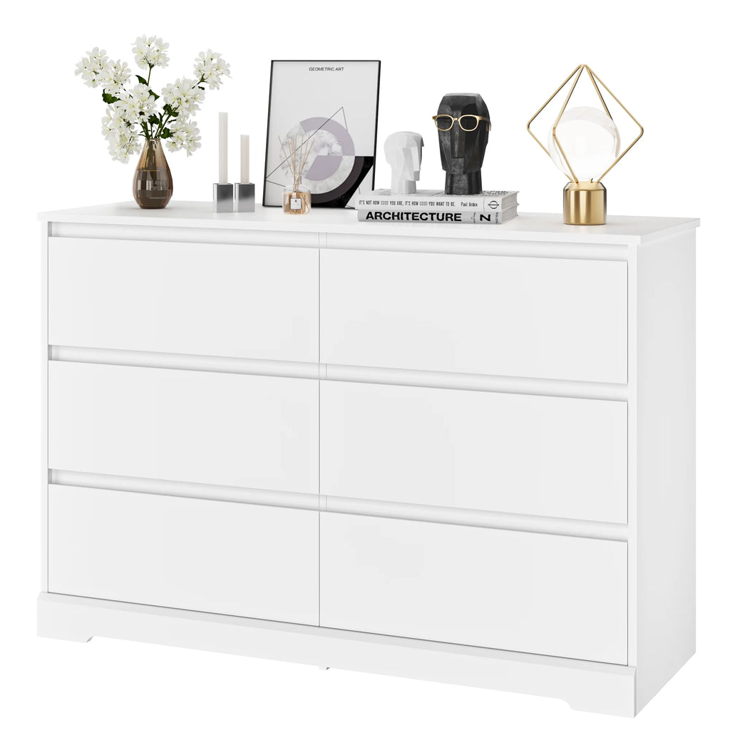 White 6 Drawer Wood Dresser M129495