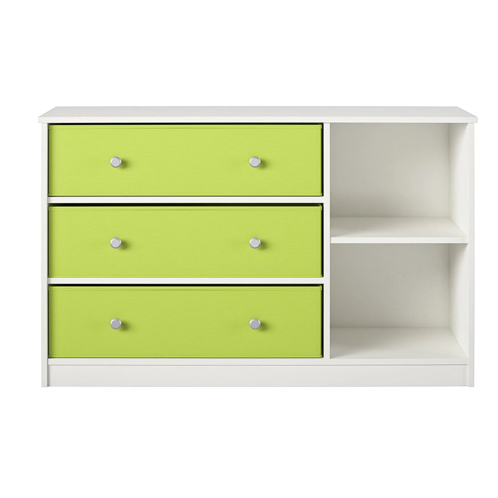 White Wide Dresser with 3 Fabric Bins C73694