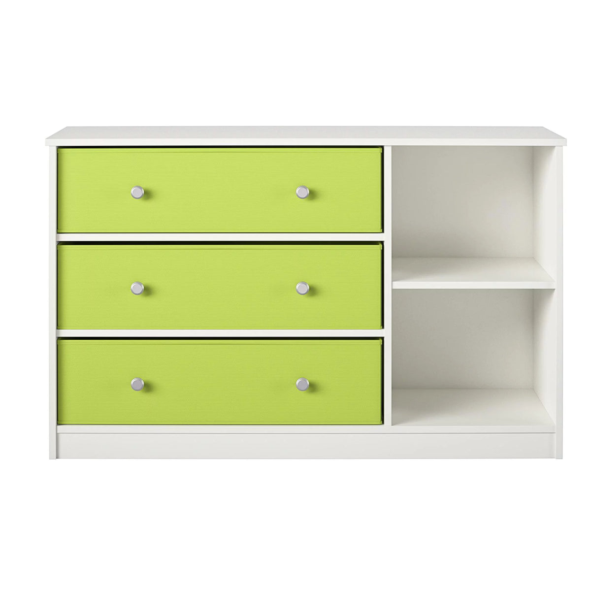 White Wide Dresser with 3 Fabric Bins C73694