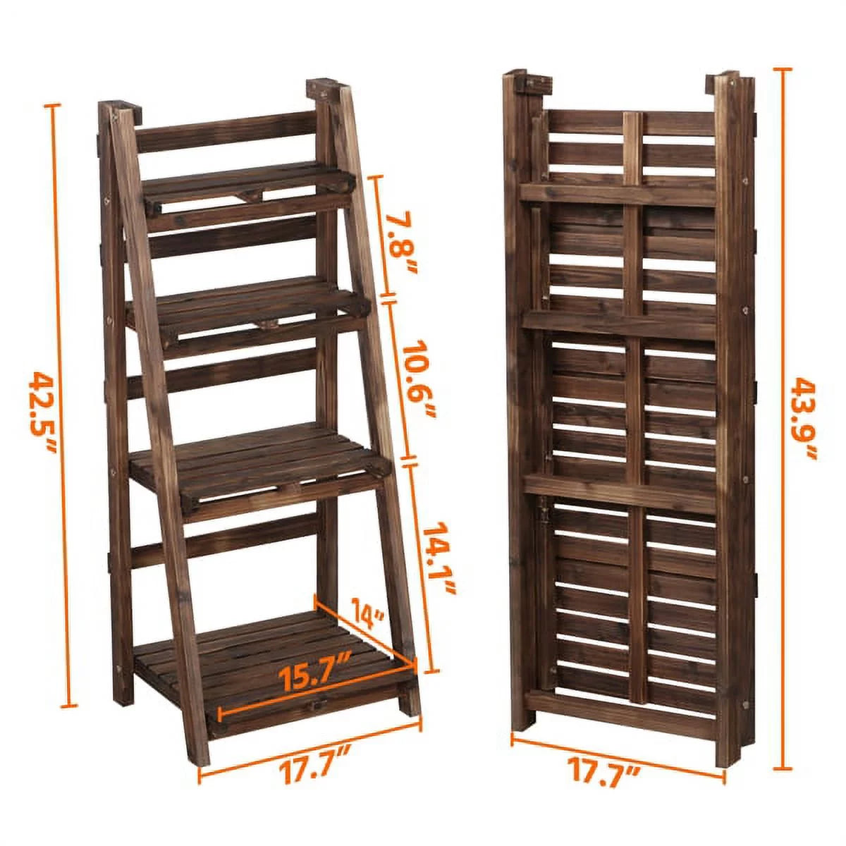 4 Tier Foldable Wooden Flower Stand Ladder Shelves Z6611