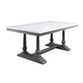 71 x 42 x 30 in. Marble Top Gray Oak Dining Table P31879