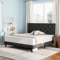 Queen Size Platform Bed with Wingback Headboard V4404