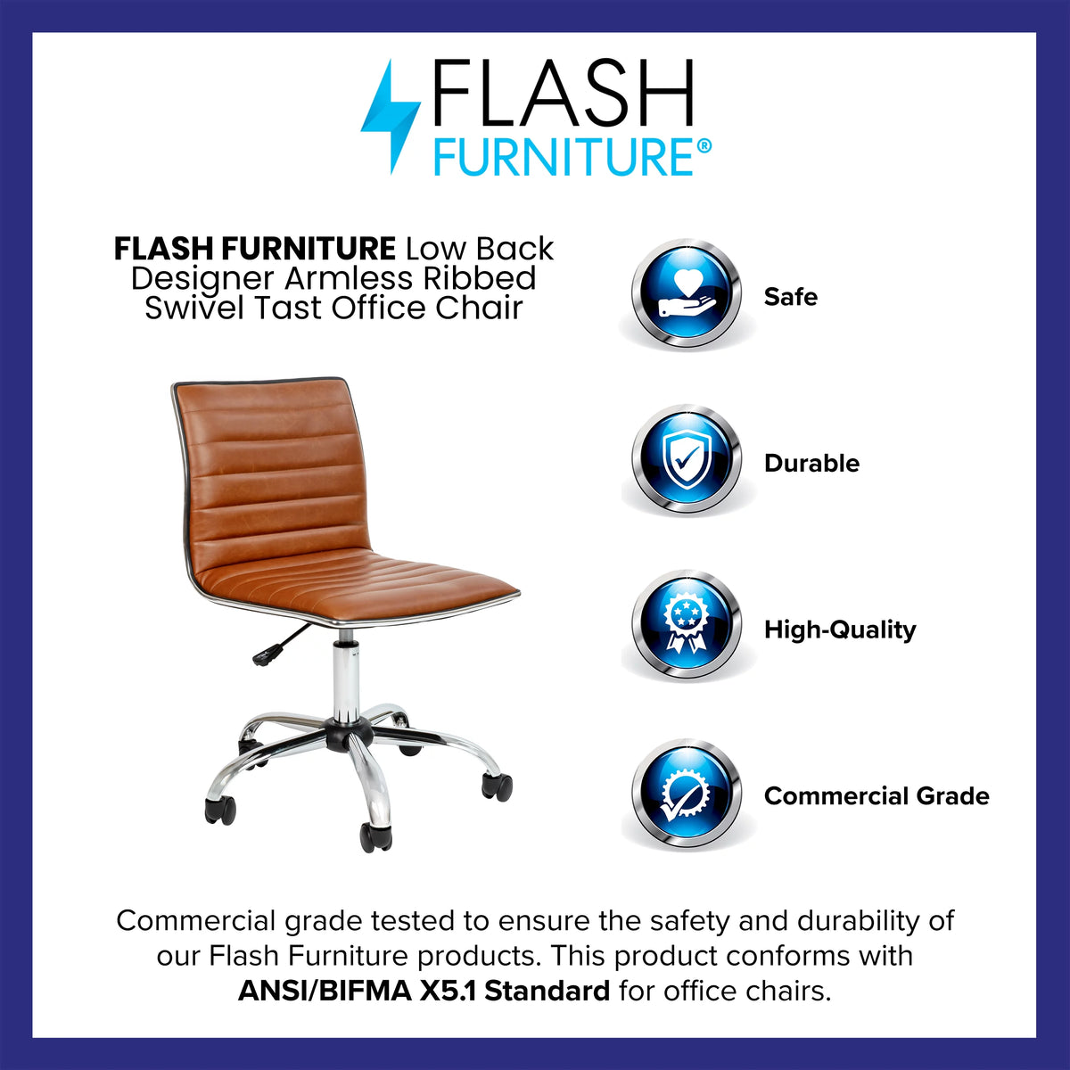 Brown Ribbed Swivel Task Office Chair P741