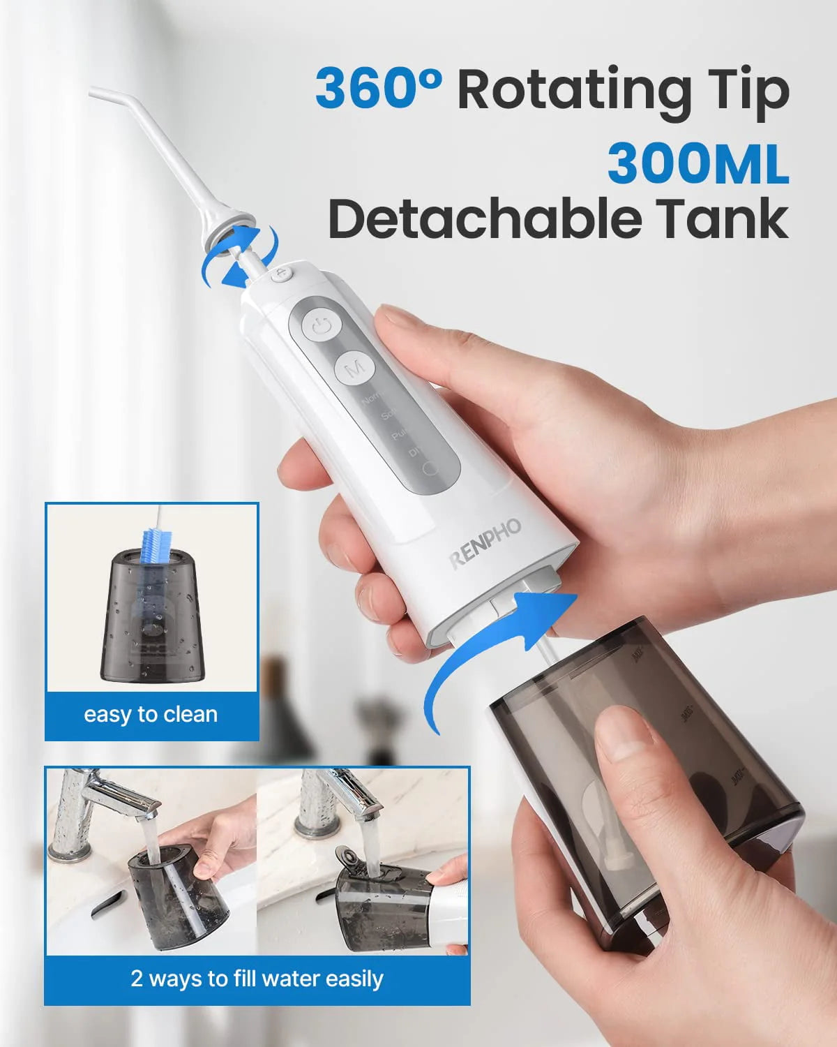 Portable Rechargeable Water Flosser Oral Irrigator White N172086