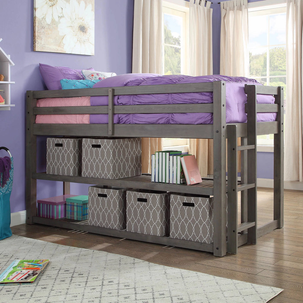 Black Twin Loft Storage Bed I144984