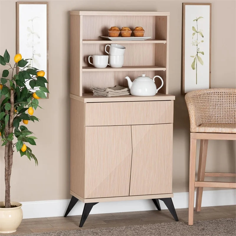 Light Brown and Black Wood Kitchen Cabinet A9028