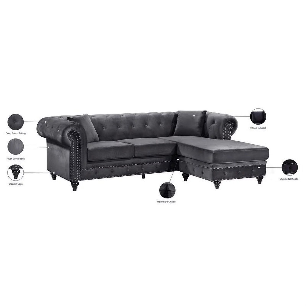 Gray Velvet Reversible Sectional C47129