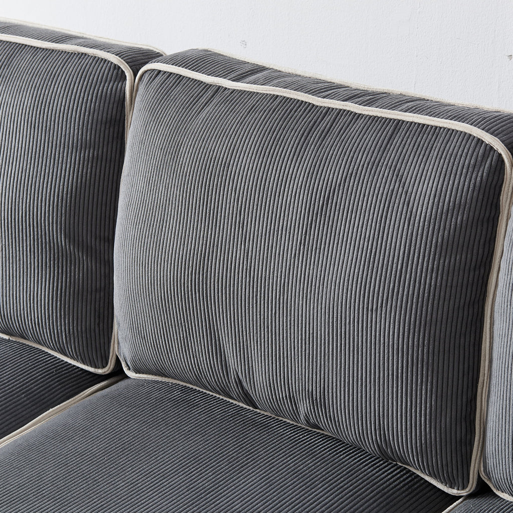 Dark Grey Corduroy Sofa with Storage W50894