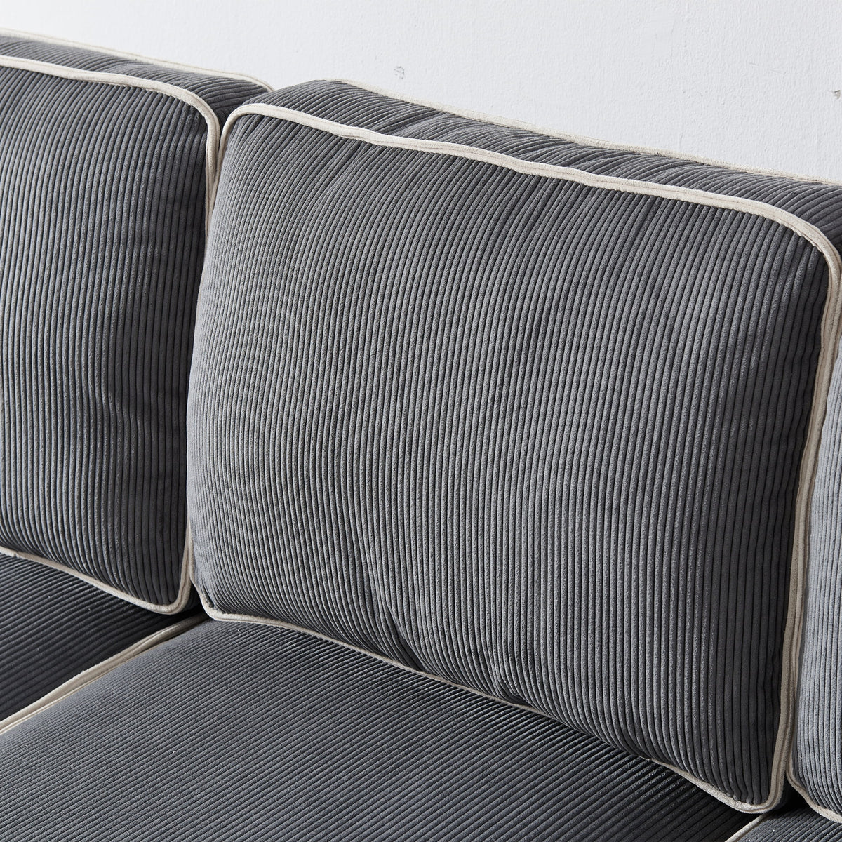 Dark Grey Corduroy Sofa with Storage W50894