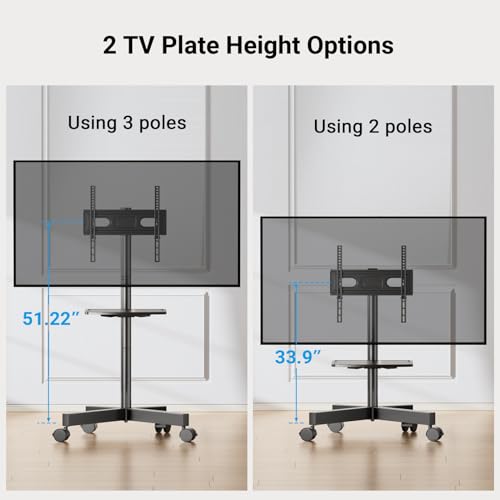 Mobile TV Stand for 23-60 Inch TVs with Laptop Shelf L9219