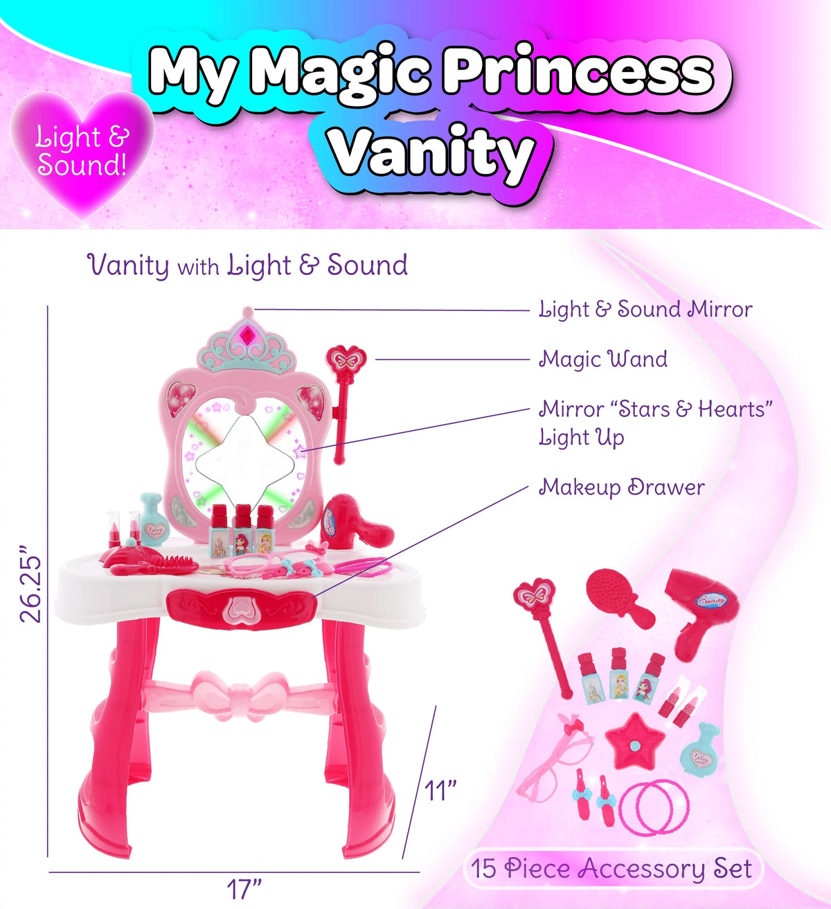 Princess Vanity Dresser with Mirror Playset W58514