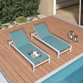 2 Pieces Outdoor Aluminum Chaise Lounge Chairs with Wheels K42436
