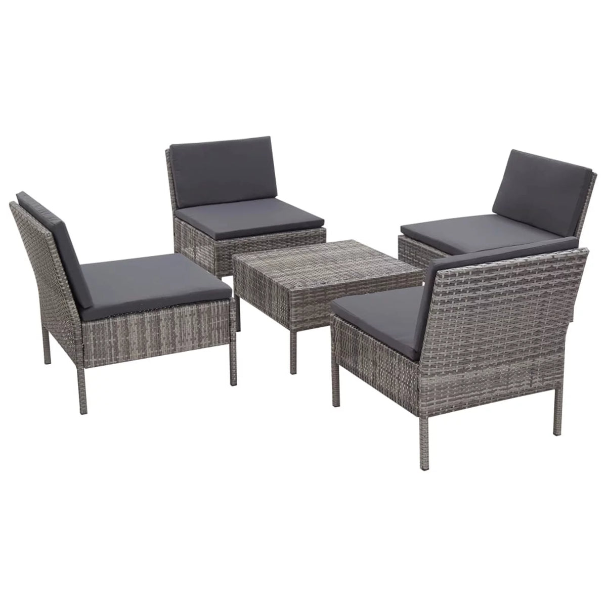 5 Piece Gray Poly Rattan Patio Sofa Set with Coffee Table K785