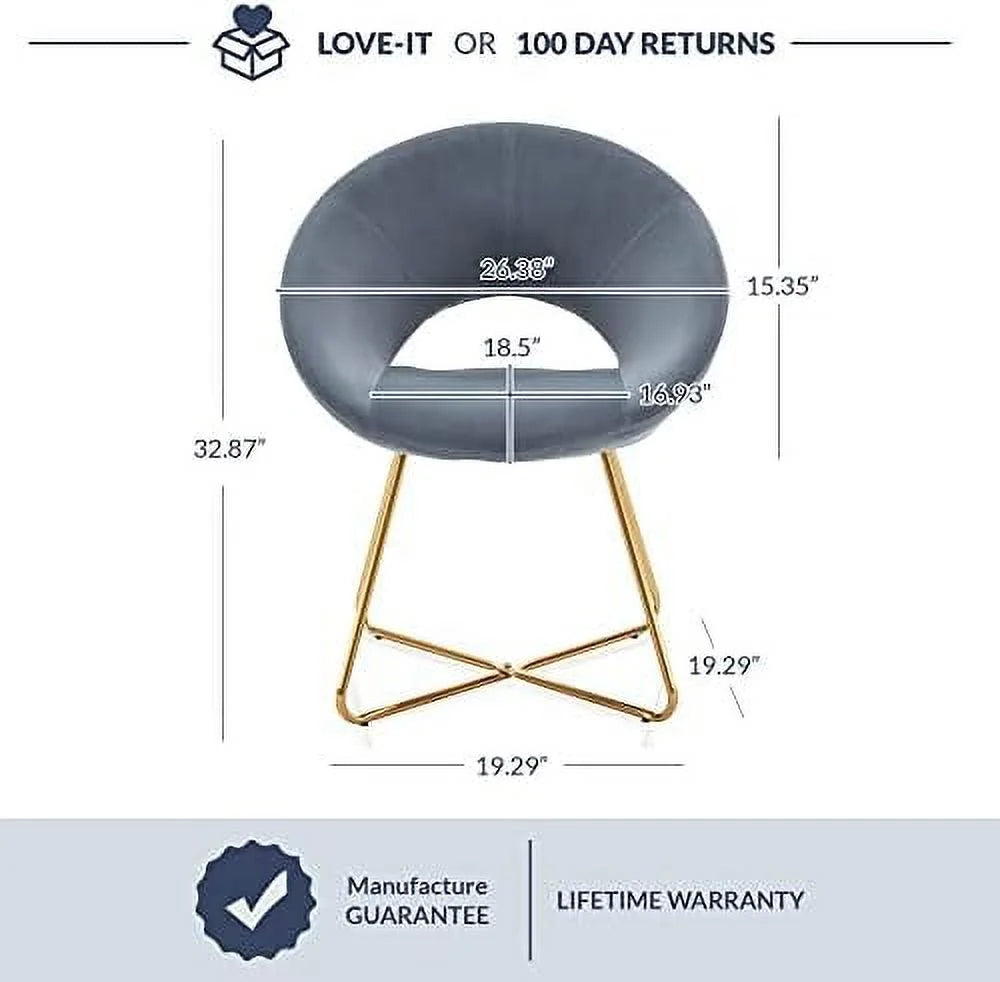Velvet Accent Chair with Back Golden Metal Legs Z878