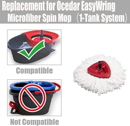 Spin Mop Head Base Handle Replacement with 2 Microfiber Refills and Triangle Mop Head Cover Y865897