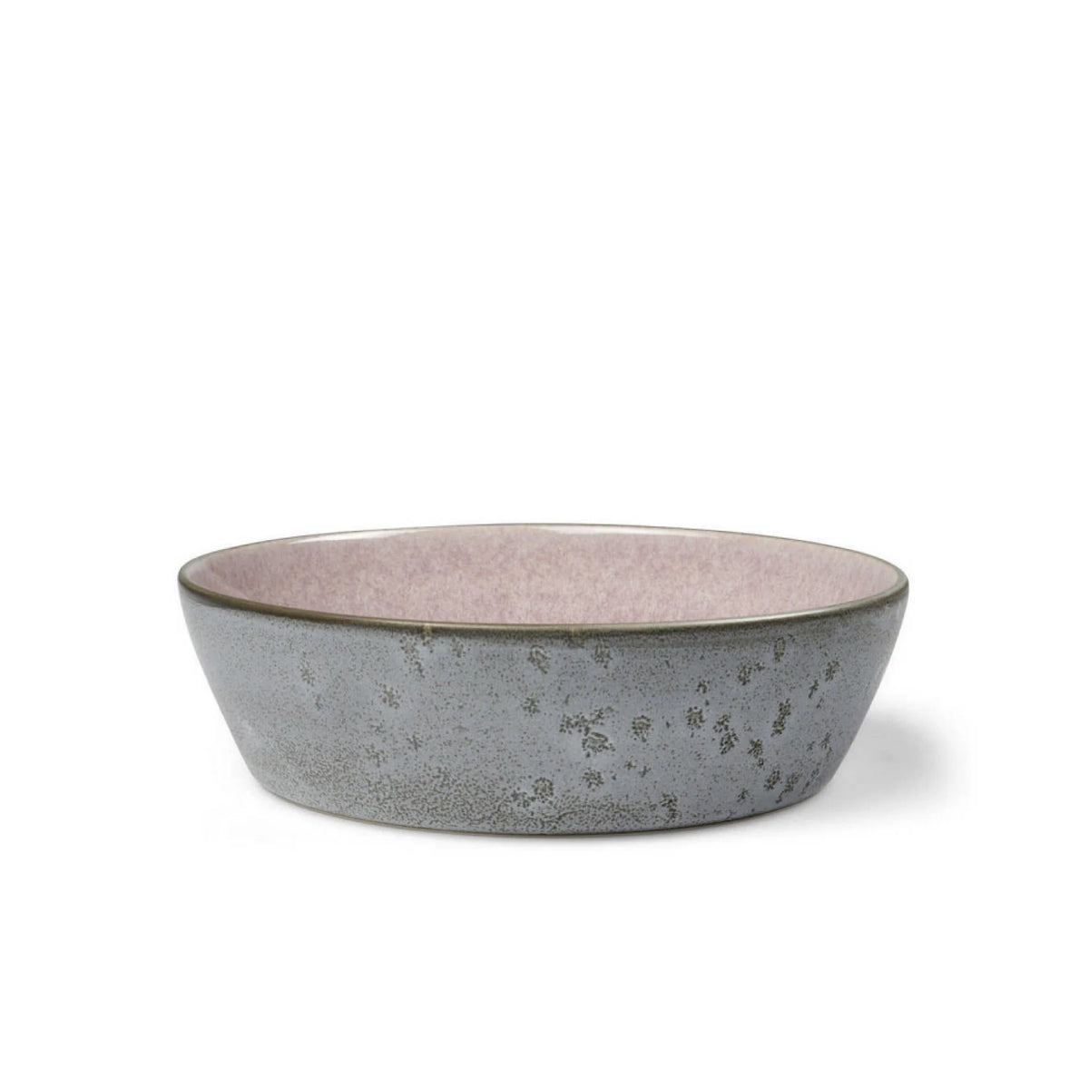 Stoneware Bowl Plate 18 cm Grey Light Pink L4279