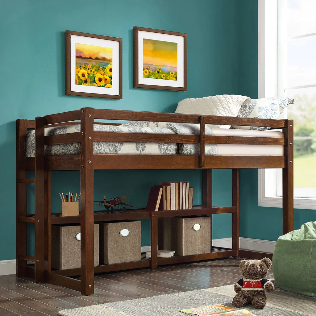 Black Twin Loft Storage Bed I144984