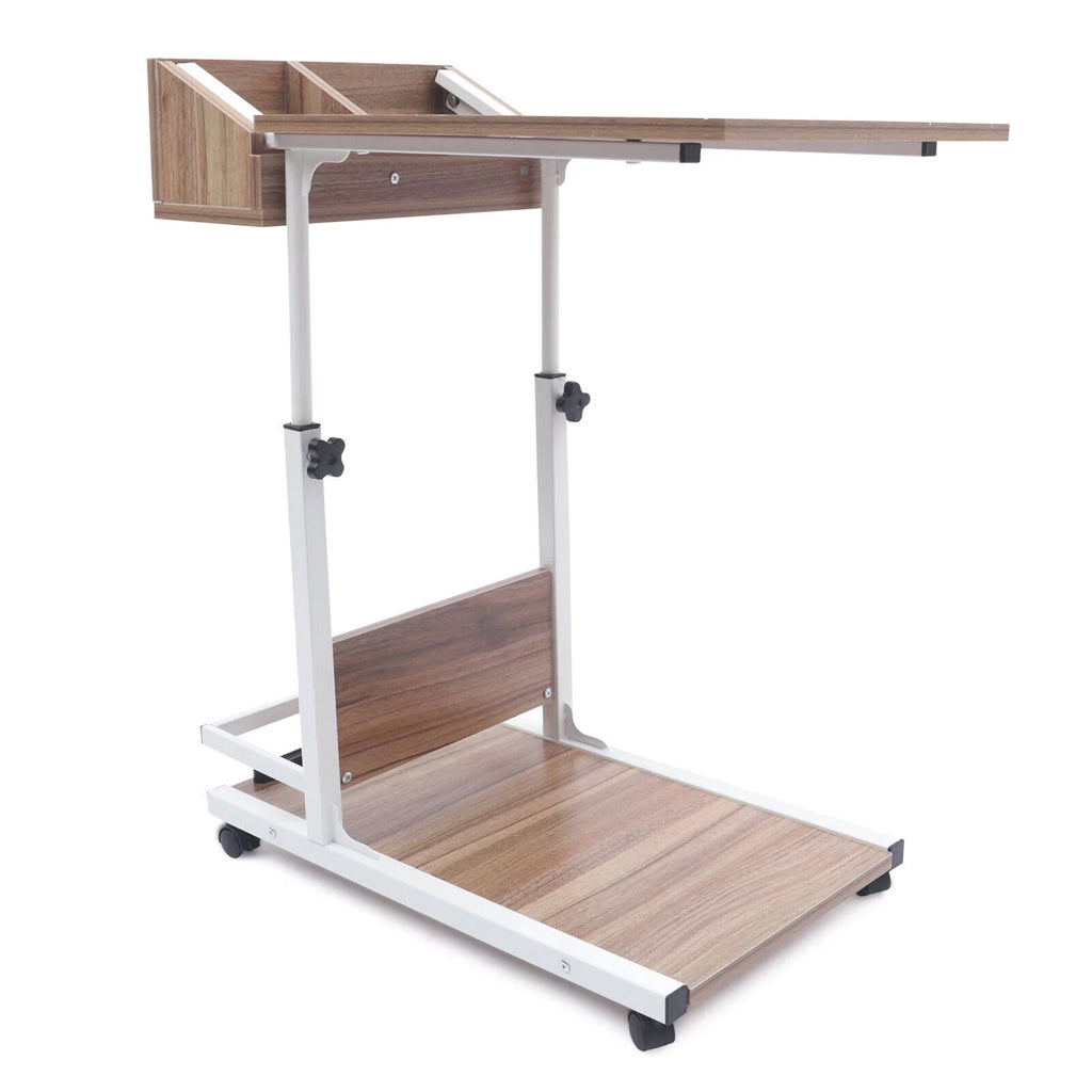 Wooden Bed Side Table with Storage and Wheels E96582