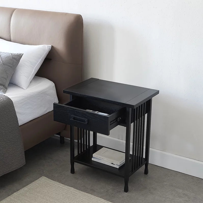 Black One Drawer Nightstand Side Table L4510